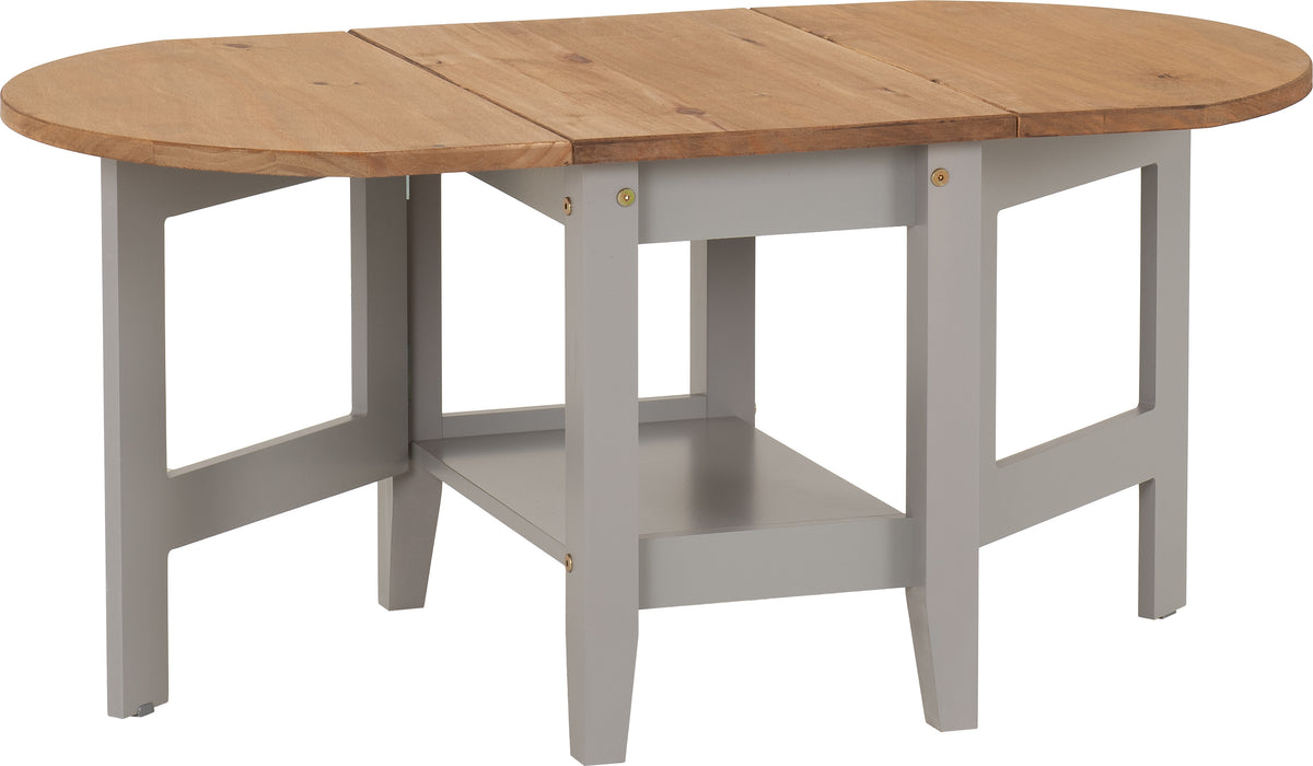 Santos Drop Leaf Coffee Table Grey Slate/Distressed Waxed Pine