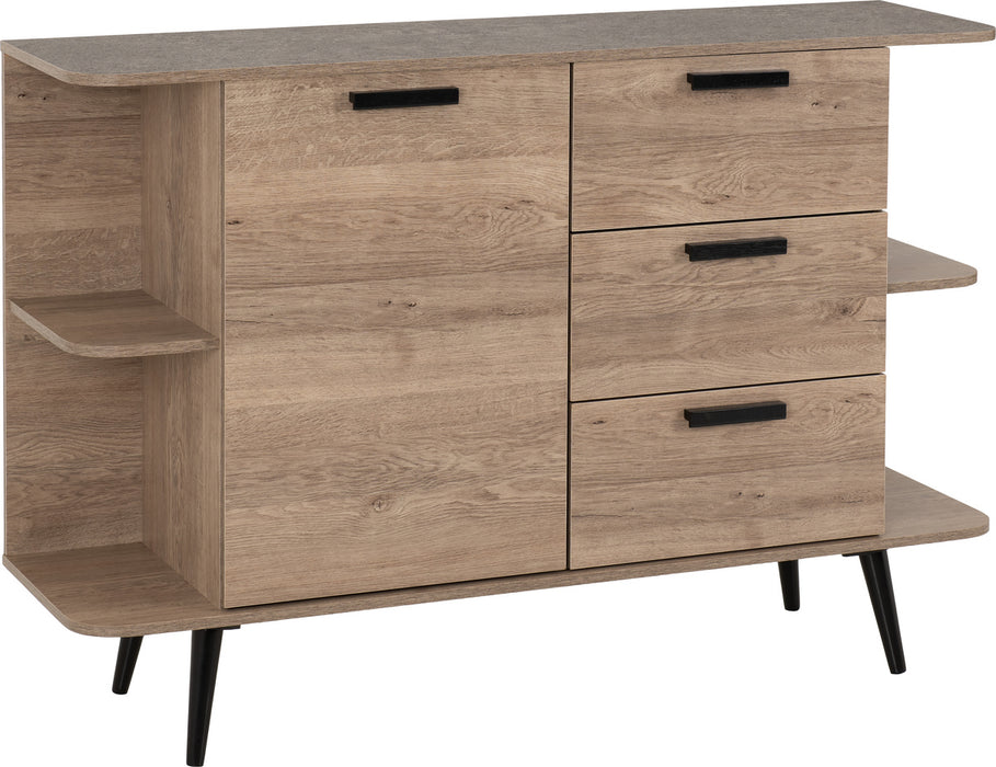 Saxton 1 Door 3 Drawer Sideboard Mid Oak Effect/Grey