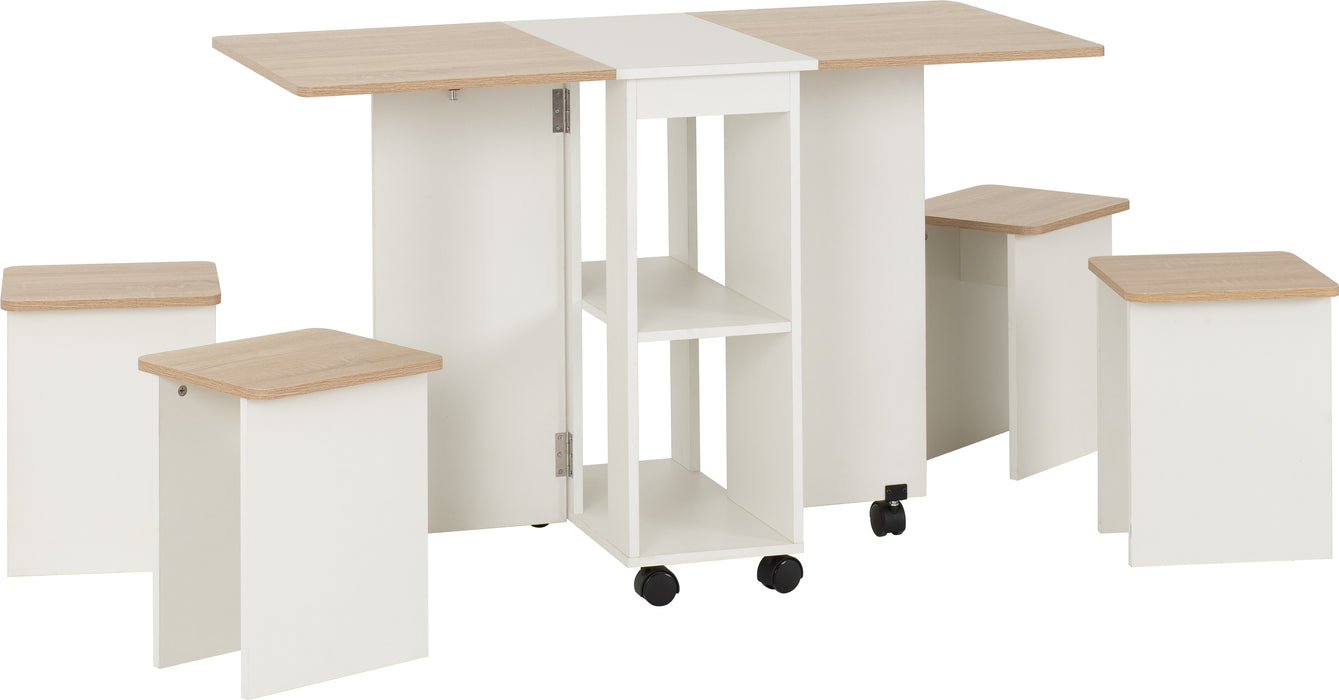 Seymore Stowaway Dining Set Oak Effect/White