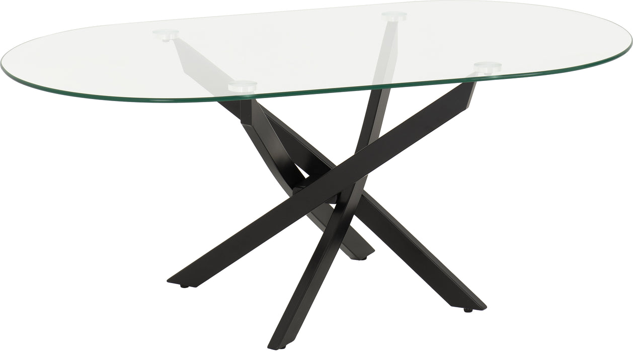 Sheldon Oval Coffee Table Clear Glass/Black