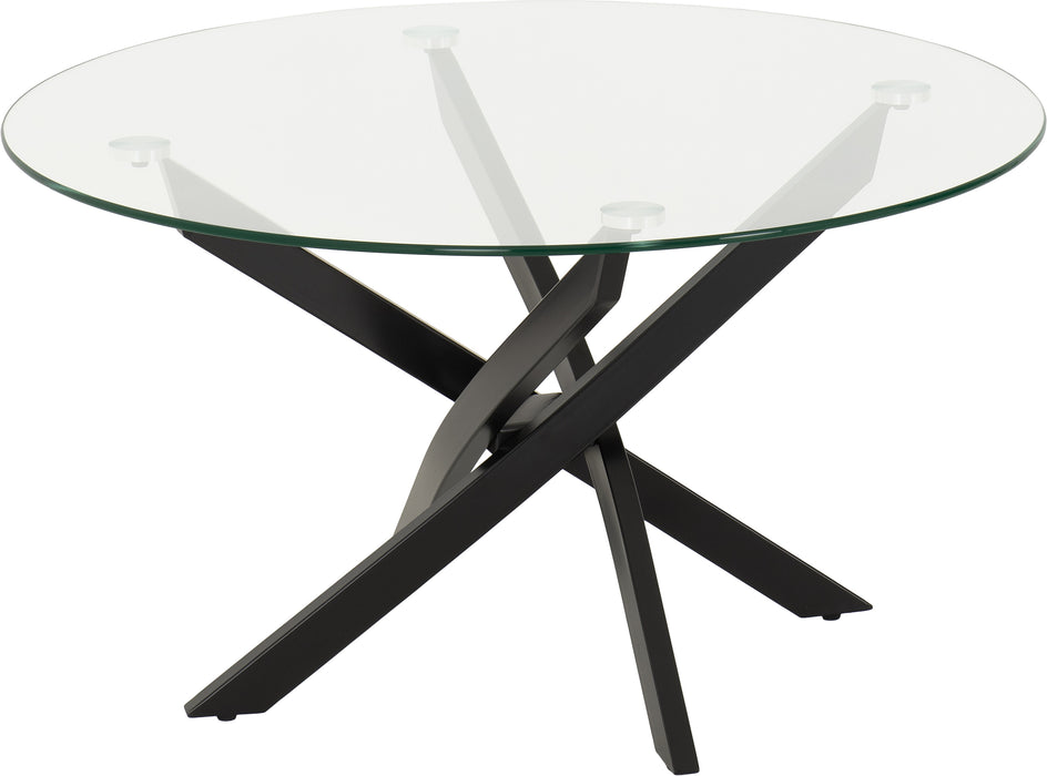 Sheldon Round Coffee Table Clear Glass/Black