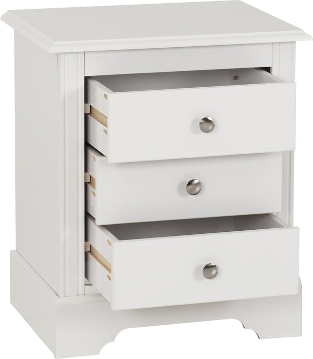 Stratford 3 Drawer Bedside White