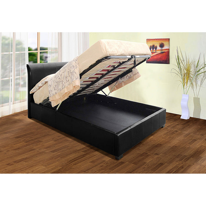Savona Storage PU King Size Bed Black