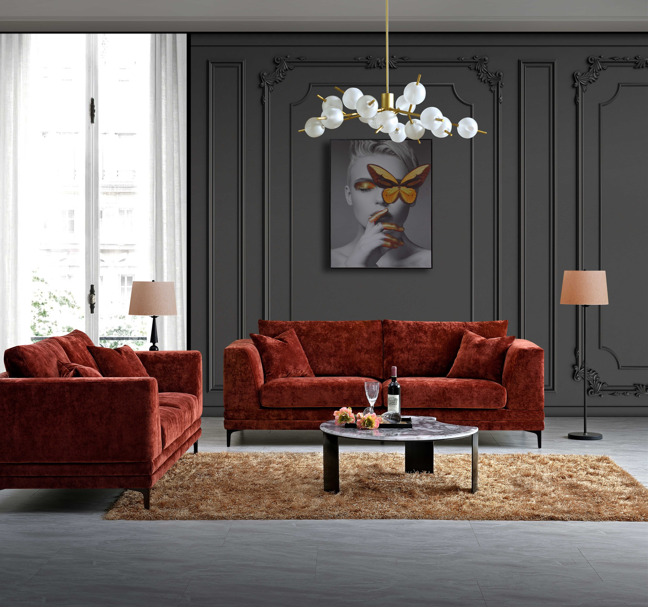 Aluxo Lenox Sofa Range in Rust Velvet 2 Seater