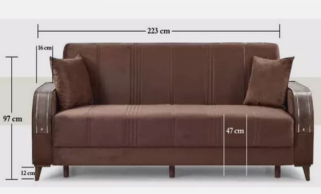 Luxurious Modern Turkish Ottoman 3 Seater Sofa Bed with Storage and Cushions