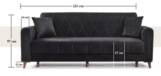 Turkish 3 Seater Ottoman Storage Sofa Bed Modern Luxury Bedroom with Cushions