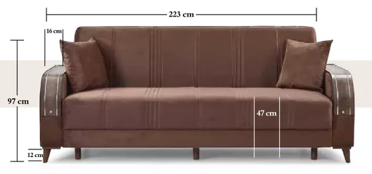 Turkish 3 Seater Ottoman Storage Sofa Bed Modern Luxury Bedroom with Cushions