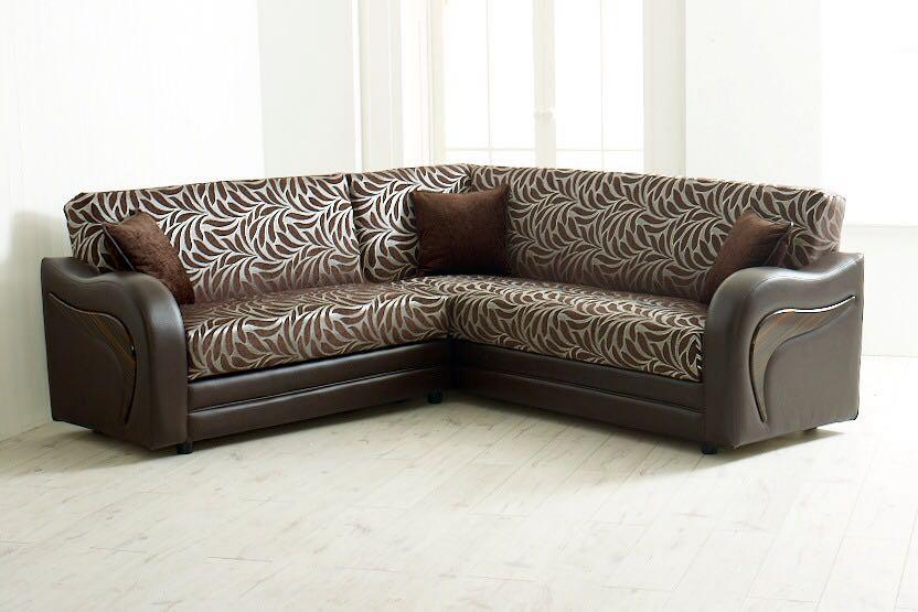 Elegant & Modern Design Turkish Corner Sofa Bed with Ottoman Storage