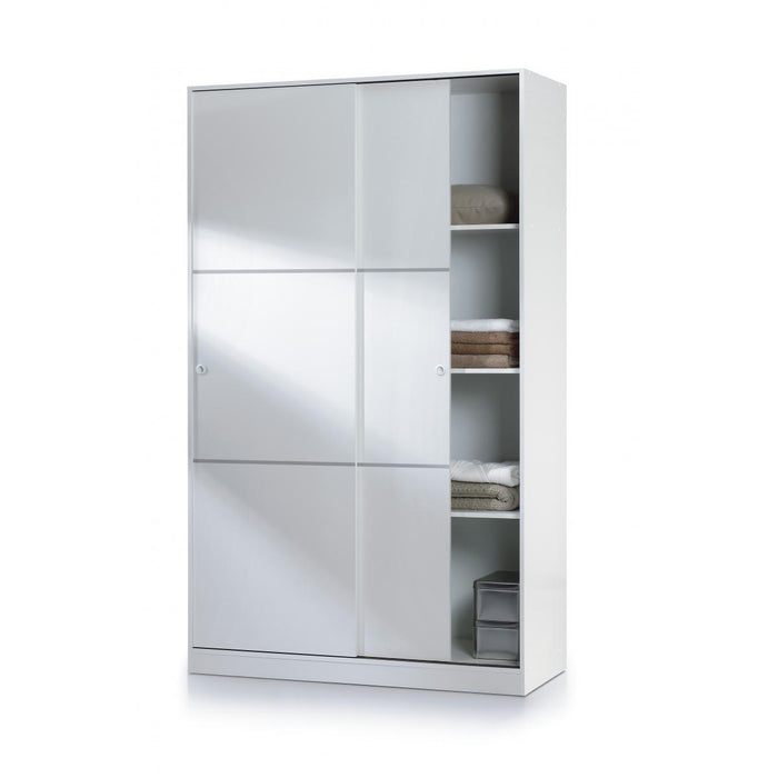 Arctic Sliding Wardrobe 4Ft with Shelves White MAX020BO