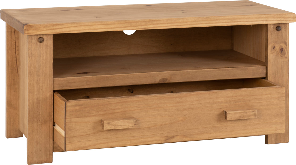 Tortilla 1 Drawer Flat Screen TV Unit Distressed Waxed Pine