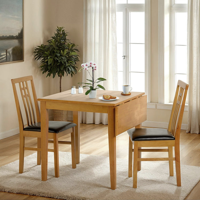 Vienna Drop Leaf Dining Set Medium Oak/Brown Faux Leather