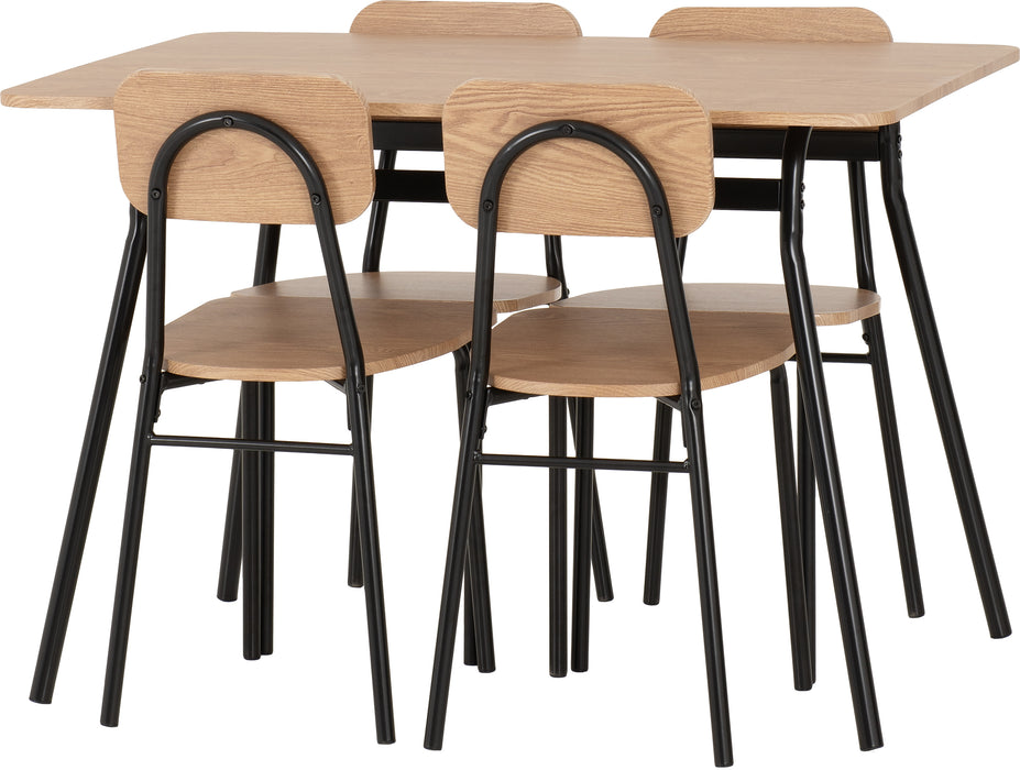 Warren 1+4 Dining Set Russet Oak Effect/Black
