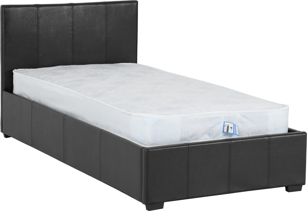 Waverley 3' Storage Bed Black Faux Leather