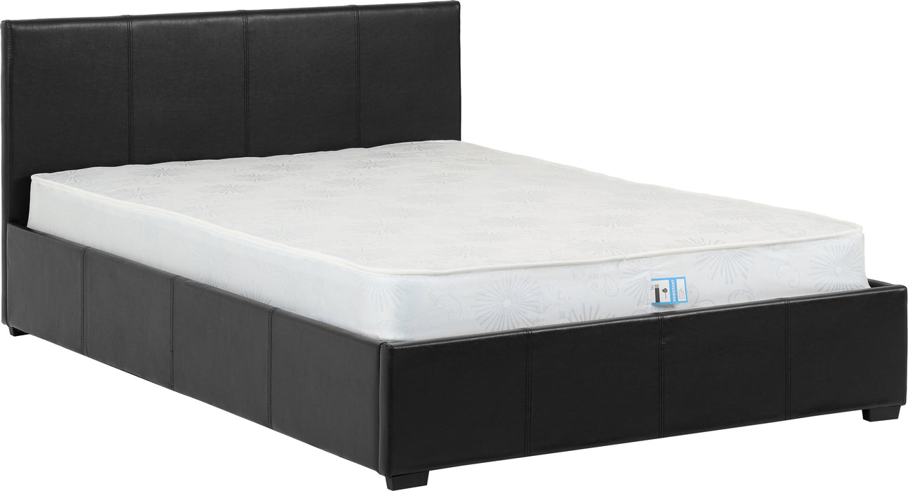 Waverley 4'6" Storage Bed Black Faux Leather