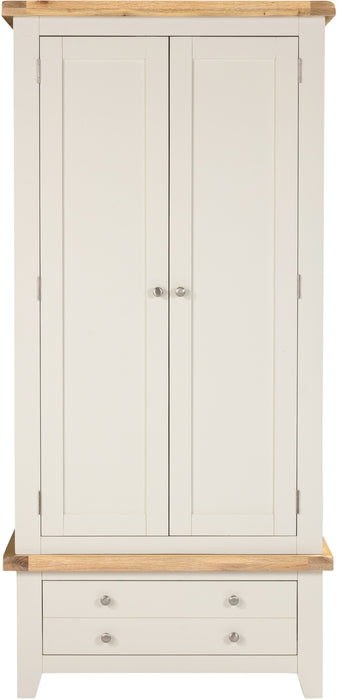 Windsor 2 Door 1 Drawer Wardrobe Ivory/Oak