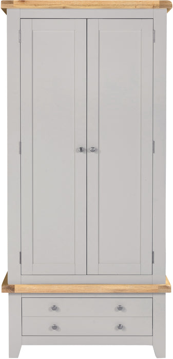 Windsor 2 Door 1 Drawer Wardrobe Pebble Grey/Oak