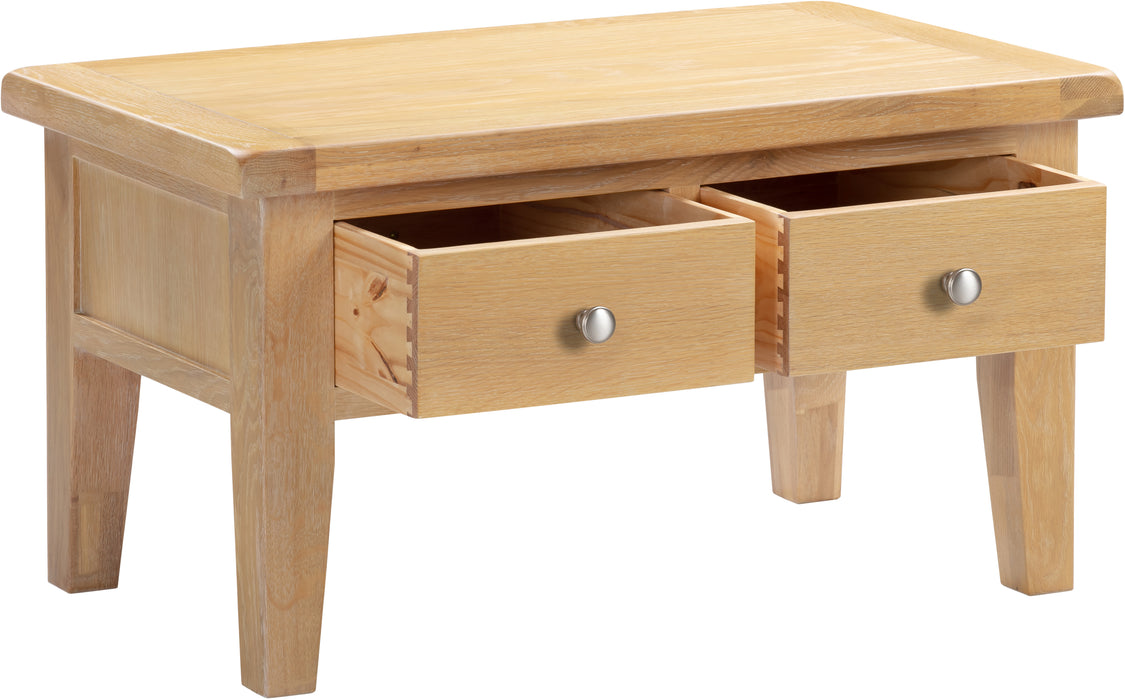 Windsor 2 Drawer Coffee Table Natural Oak