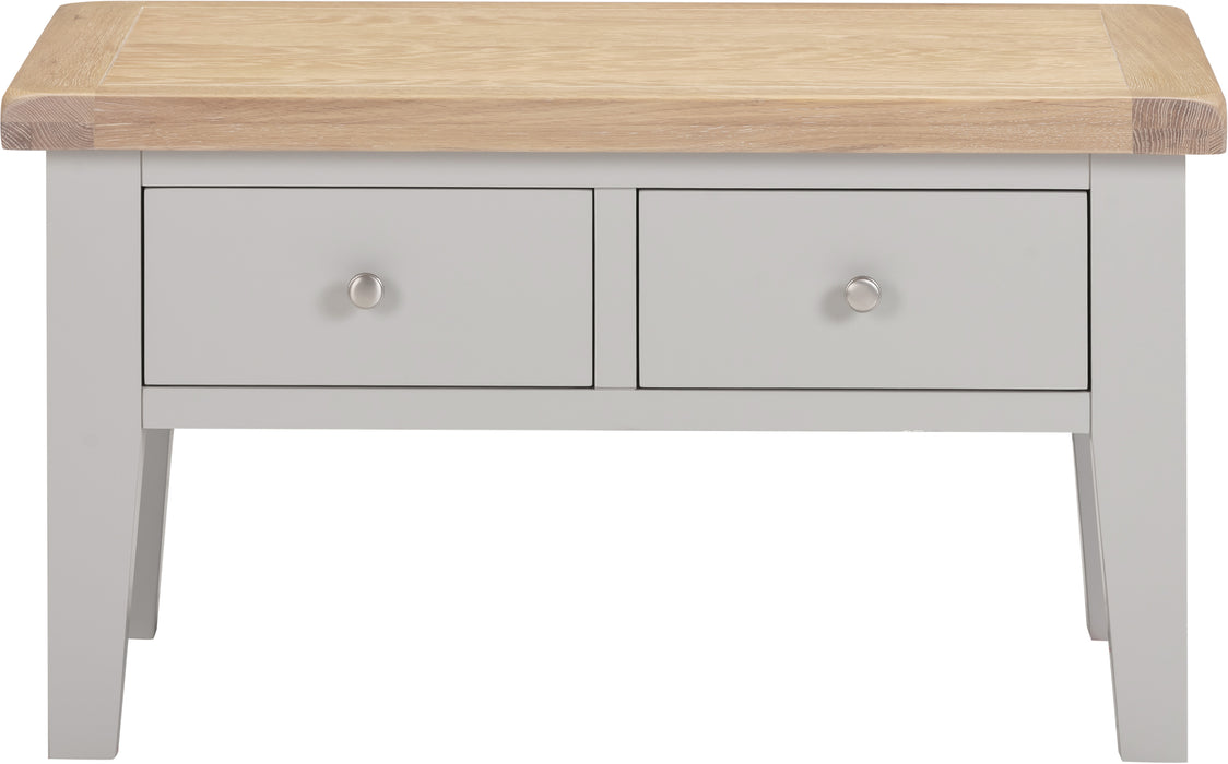 Windsor 2 Drawer Coffee Table Pebble Grey/Oak