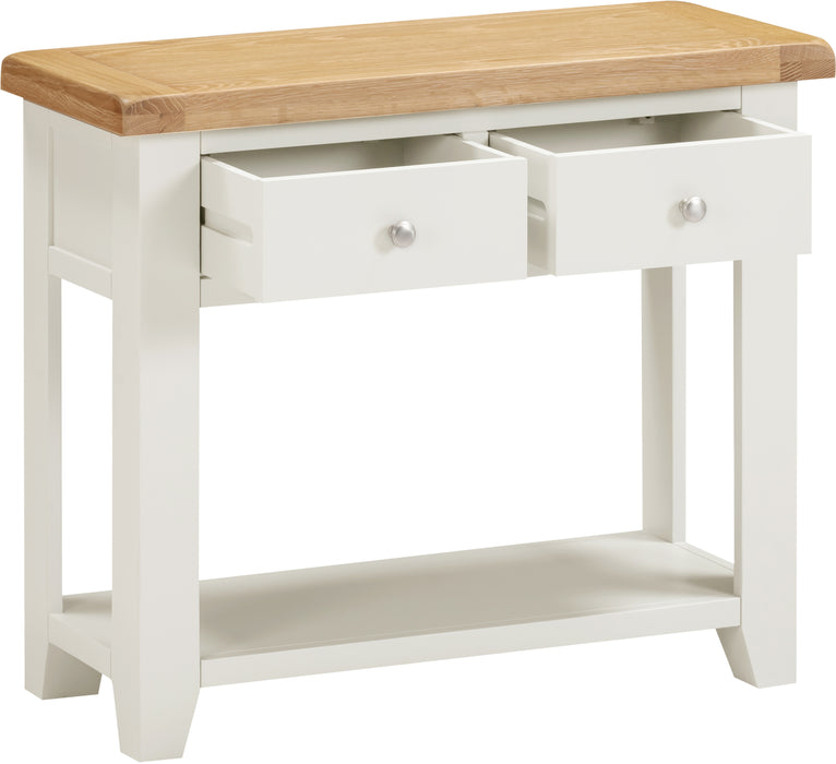 Windsor 2 Drawer Console Table Ivory/Oak
