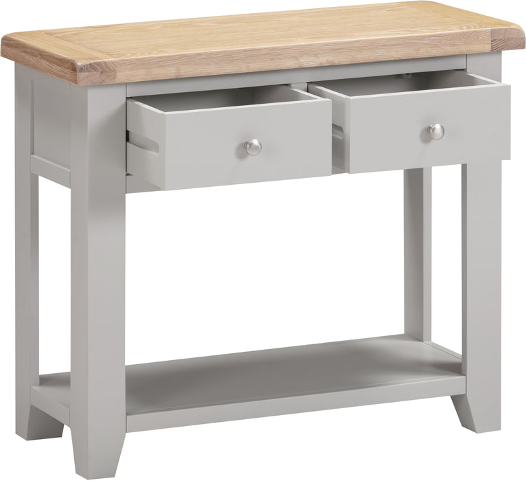 Windsor 2 Drawer Console Table Pebble Grey/Oak