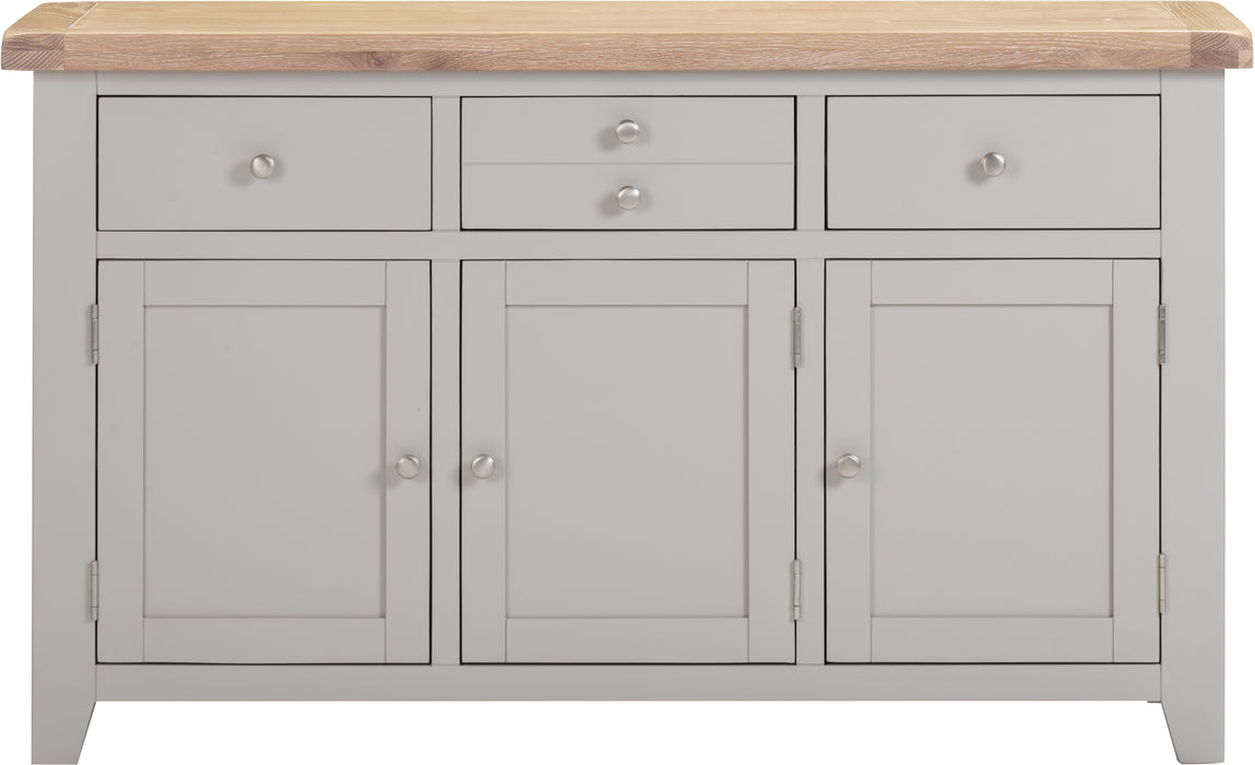 Windsor 3 Door 3 Drawer Sideboard Pebble Grey/Oak