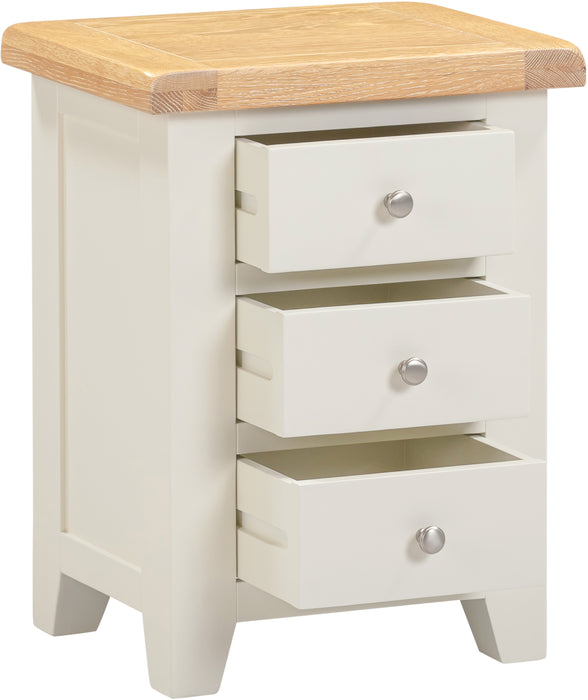 Windsor 3 Drawer Bedside Ivory/Oak