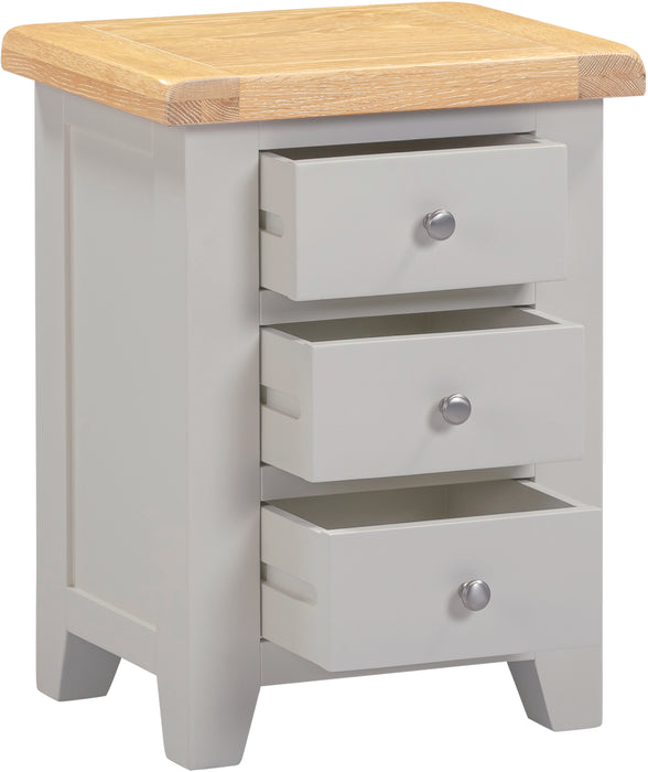 Windsor 3 Drawer Bedside Pebble Grey/Oak