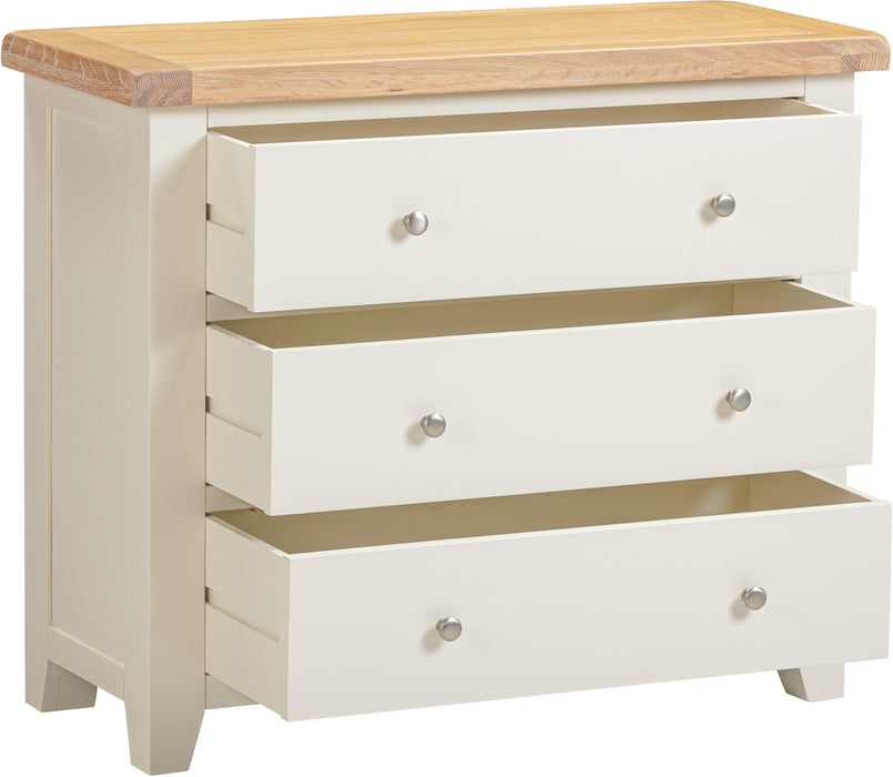Windsor 3 Drawer Chest Ivory/Oak
