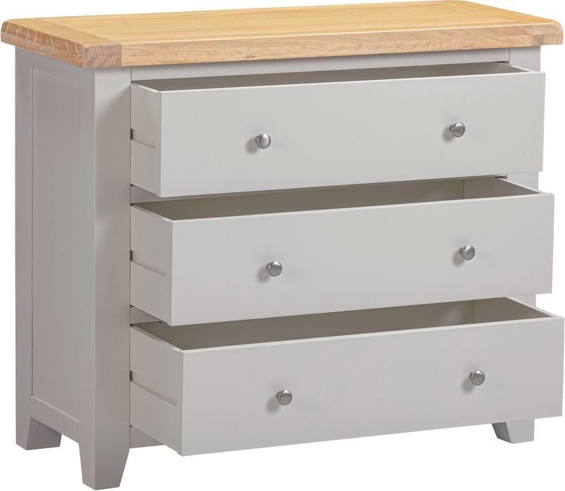 Windsor 3 Drawer Chest Pebble Grey/Oak