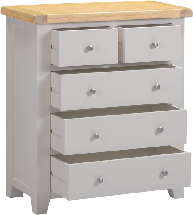 Windsor 3+2 Drawer Chest Pebble Grey/Oak