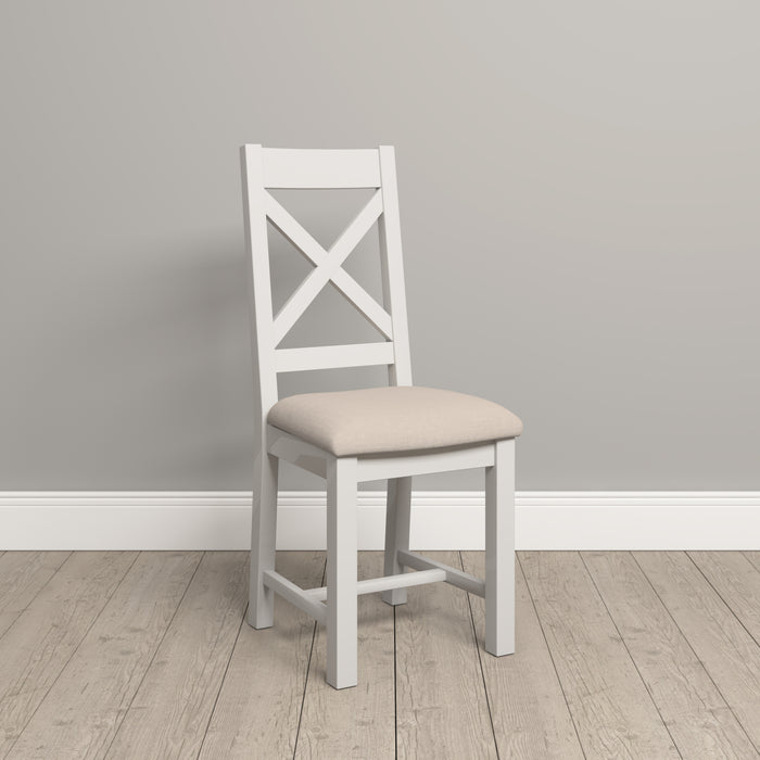 Windsor Cross Back Chair (Box of 2) Ivory/Oat Fabric