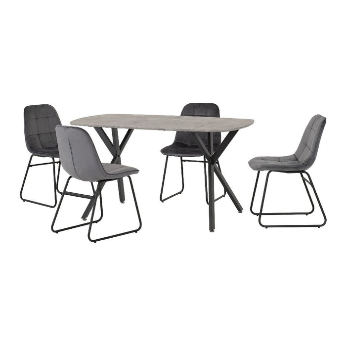 Athens Dining Set with 4 Lukas Velvet Chairs