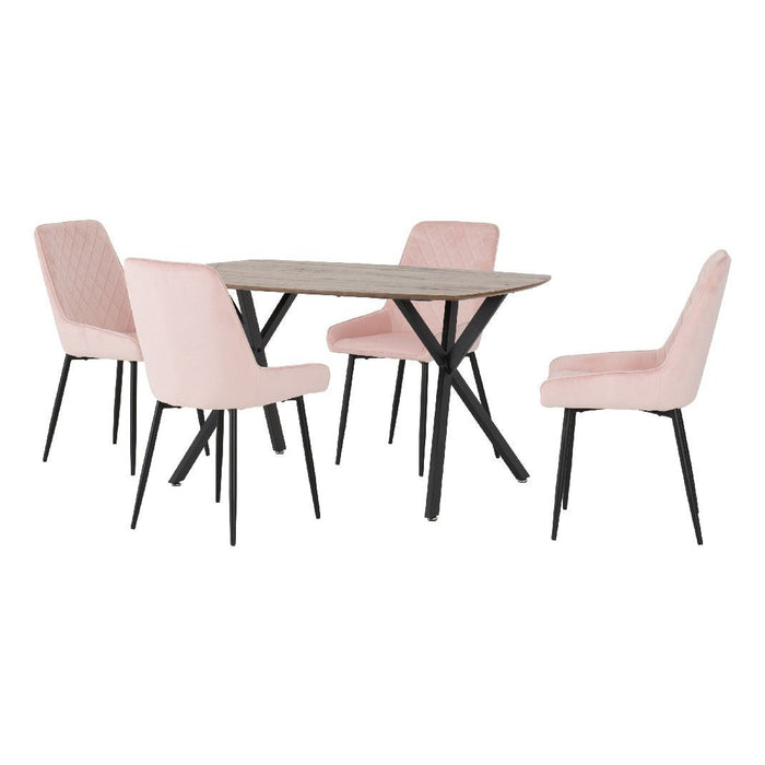 Athens Oak Effect Dining Set with 4 Avery Velvet Chairs