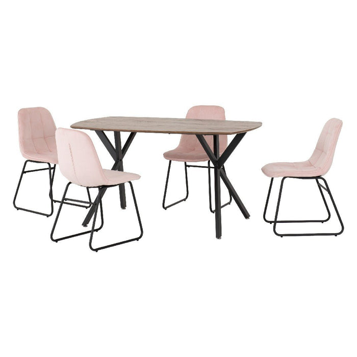 Athens Oak Effect Dining Set with 4 Lukas Velvet Chairs