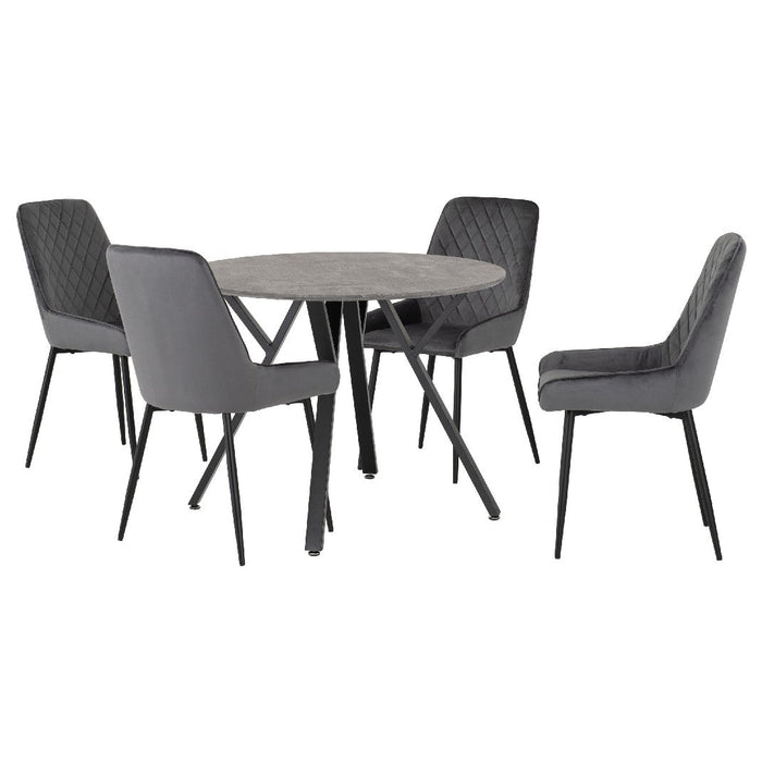 Athens Round Dining Set with 4 Avery Chairs