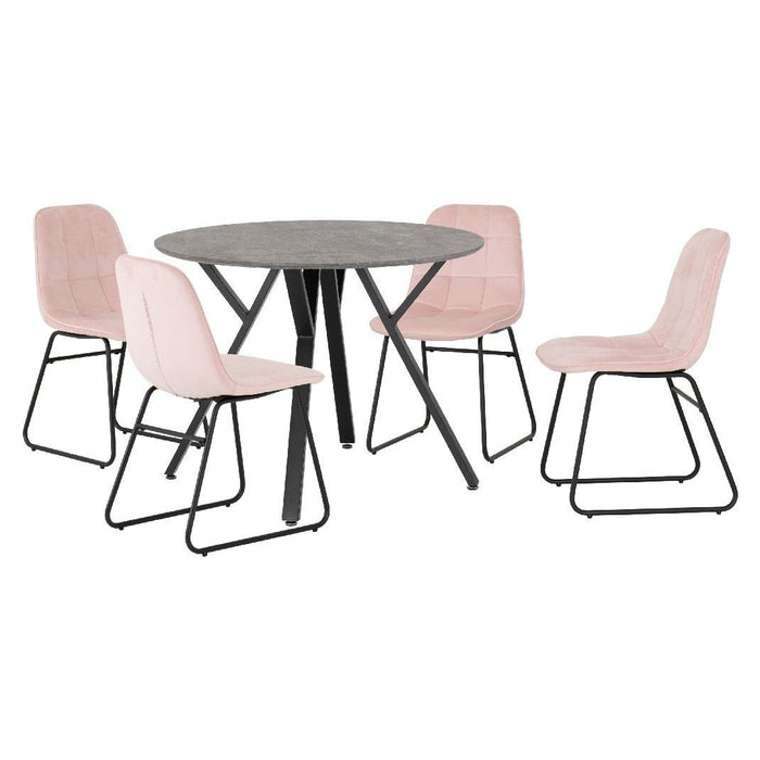 Athens Round Dining Set with 4 Lukas Chairs