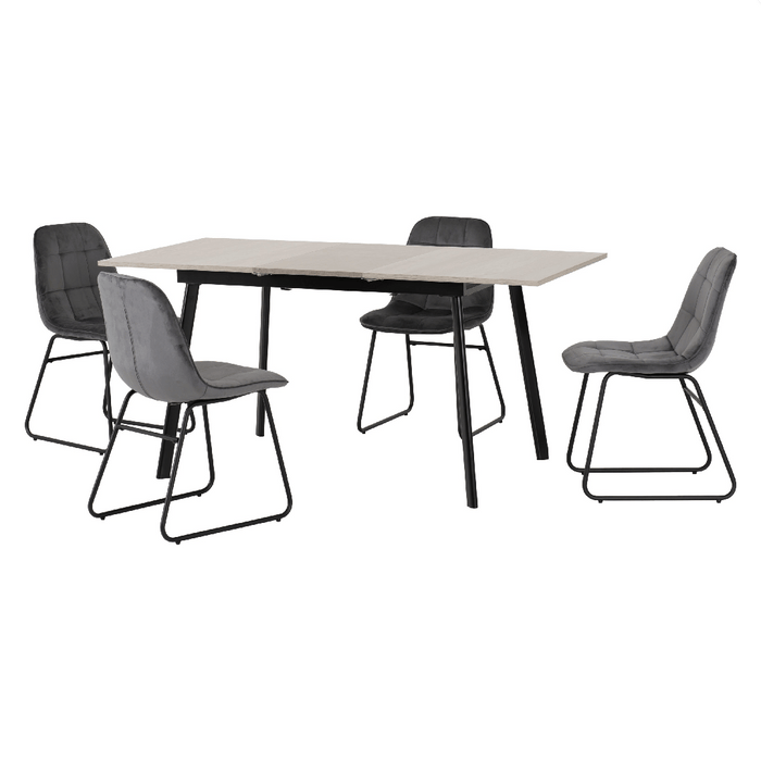 Avery Extending Dining Set with 4 Lukas Velvet Chairs