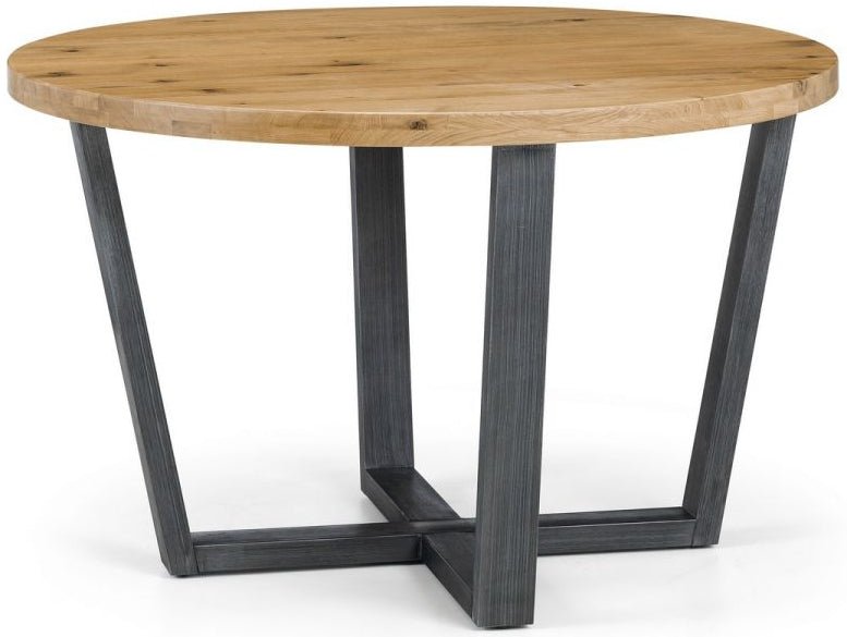 Brooklyn Solid Oak Top Round Dining Table with Metal Legs