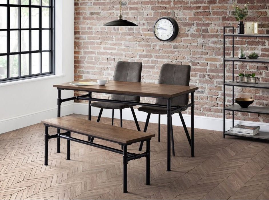 Carnegie Industrial Pipework Dining Table, Bench and 2 Monroe Chairs