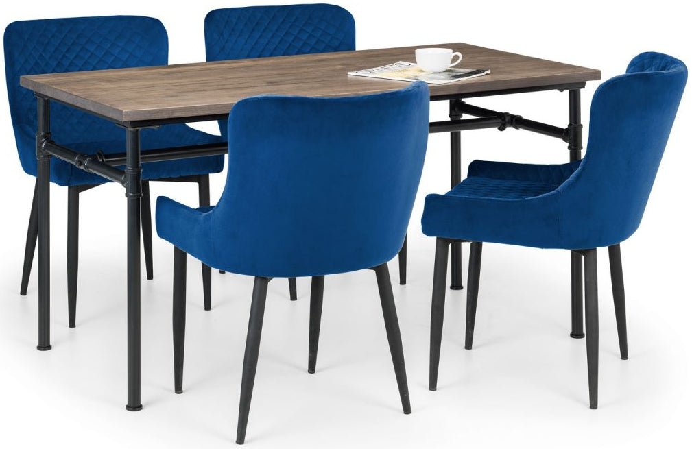Carnegie Industrial Pipework Dining Table with 4 Luxe Chairs