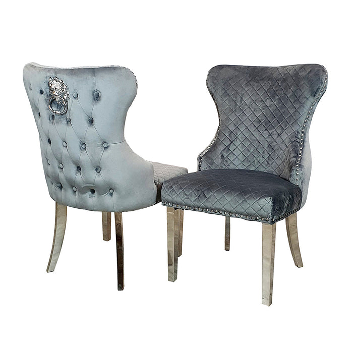 Chelsea Dining Chair With Lion Knocker & Buttoned Back