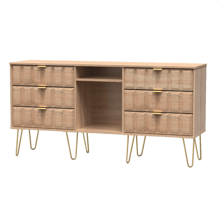 Cube 6 Drawer TV Unit with Gold Hairpin Legs