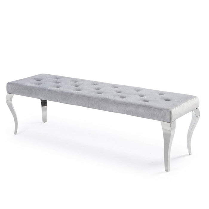 Imperial 1.3M Velvet Dining Bench In Light Grey