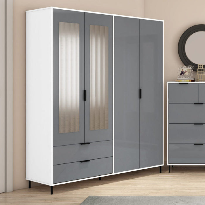 Madrid 4 Door Mirrored Wardrobe