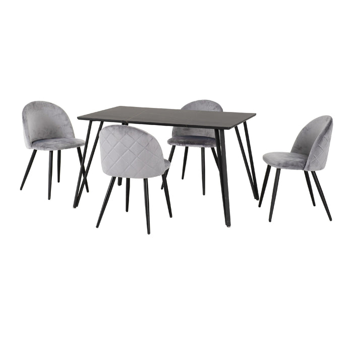 Marlow Black Marble Effect Dining Table with 4 Chairs