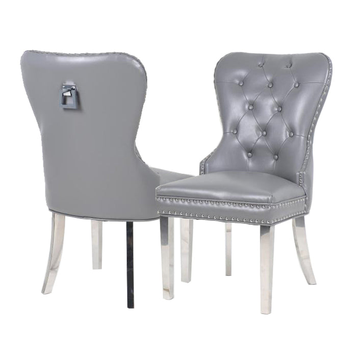 Mayfair Leather Dining Chairsplain Back/Square Knocker