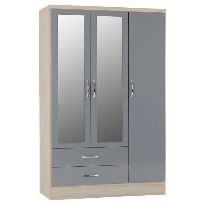 Nevada 3 Door 2 Drawer Mirrored Wardrobe