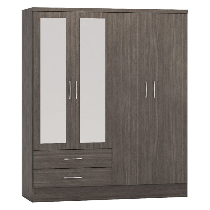 Nevada 4 Door 2 Drawer Mirrored Wardrobe