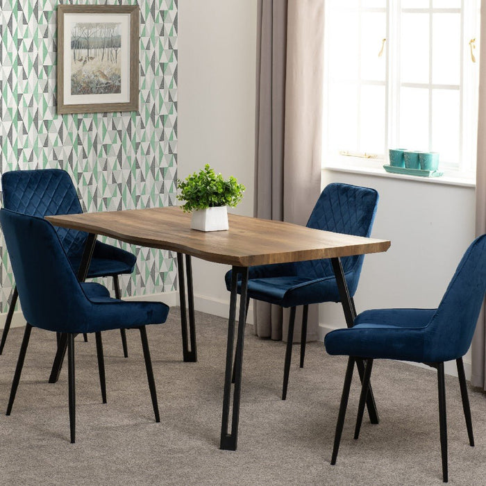 Quebec Wave Edge Dining Table with 4 Sapphire Chairs