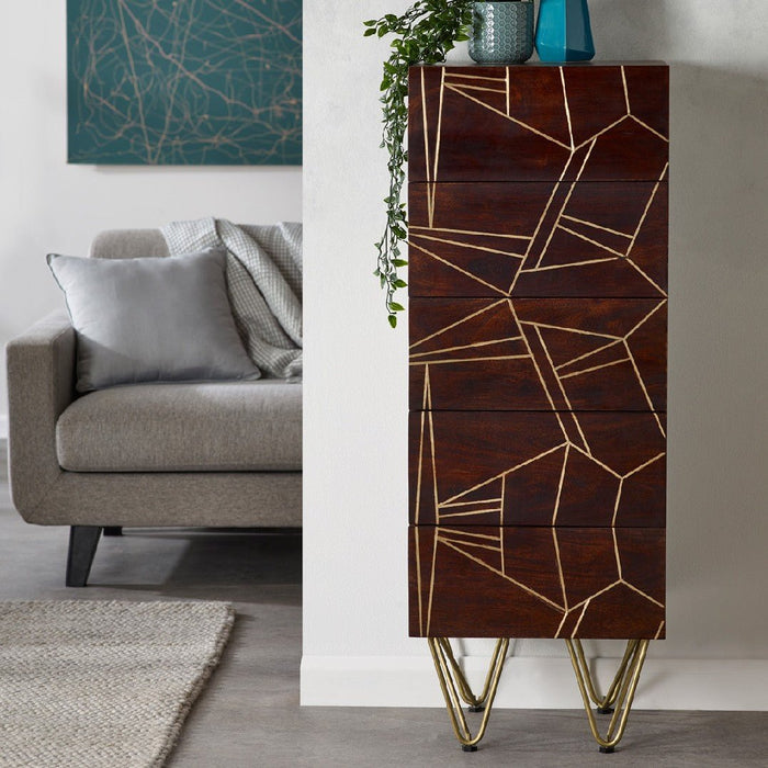Reclaimed Wood 5 Drawer Narrow Chest
